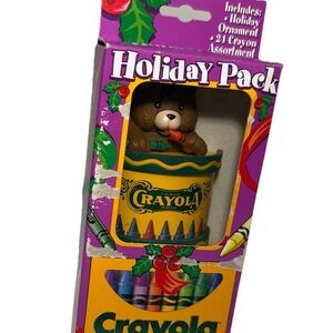 Vtg Crayola Crayons Holiday Pack Christmas Bear Ornament 1996 NIB Collectible